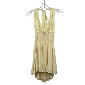 Shop Neighbor Halter Hi Low Dress Open Back Light Yellow Size Small